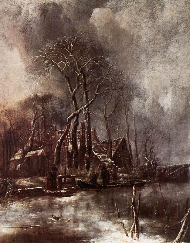 Jan van de Capelle Winter Landscape oil painting image